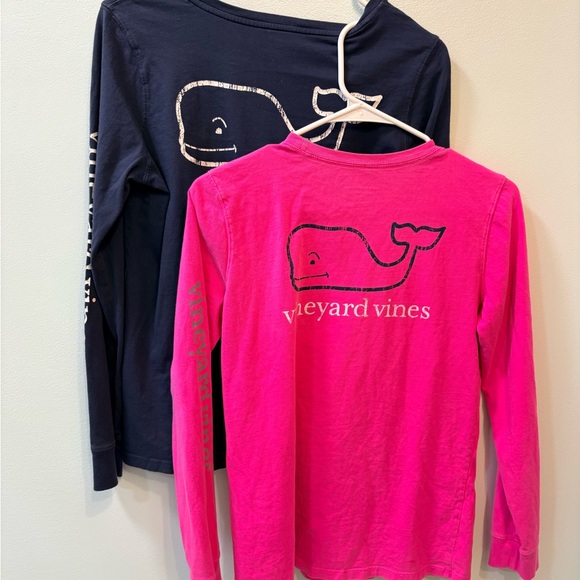 Vineyard Vines Long Sleeve Tees in Navy and Pink - Picture 2 of 10